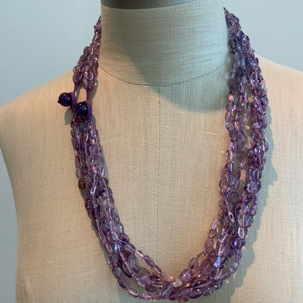 Lovely 3 strand amethyst bead necklace - Picture 5 of 5